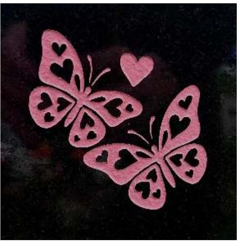 Example laser engraving - pink butterflies